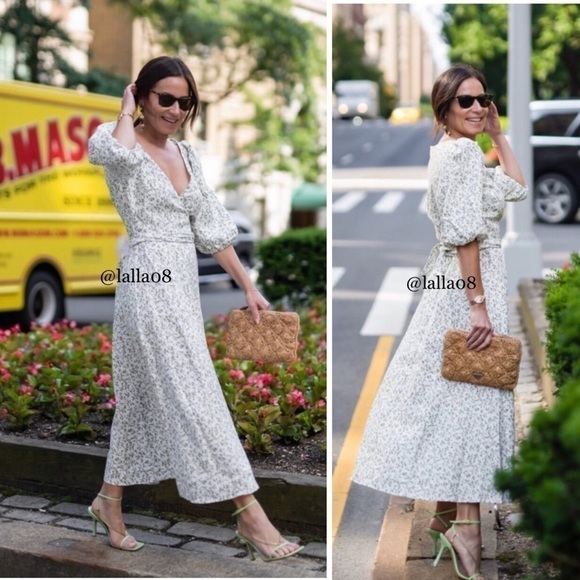 Reformation Mint linen wrap midi dress new - Picture 7 of 14